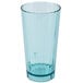 An azure blue Cambro plastic tumbler with a clear bottom.