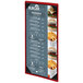 A red Menu Solutions Slim Line menu cover with a customizable insert.