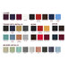 A group of different colors of fabric swatches for Menu Solutions Slim Line menu covers.
