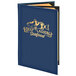 A white Menu Solutions booklet with blue and gold lettering on the cover.