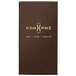 A brown Menu Solutions wicker menu cover with gold text on a white background.