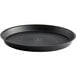 A black round plastic serving tray with a round lid.