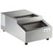 An Avantco stainless steel countertop refrigerated prep rail with a clear lid containing two compartments.