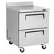 A stainless steel Turbo Air worktop refrigerator with two drawers.