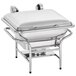 A stainless steel Vollrath induction chafer stand with a fuel holder.