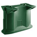 A green plastic container with two holes on the side and two decor panel rails.