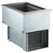 A stainless steel rectangular Delfield drop-in refrigerated cold food well with a door.