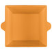 A Tablecraft orange square cast aluminum bowl with handles.