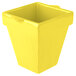 A yellow square Tablecraft condiment bowl with a lid.