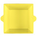 A yellow square Tablecraft condiment bowl with handles.