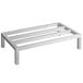 A white metal Regency dunnage rack with metal slats.