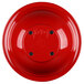 A red Elite Global Solutions Cantina melamine bowl with black screws and holes in it.