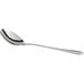 An Acopa Edgeworth stainless steel serving spoon with a silver handle and bowl.