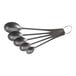 A set of five Barfly stainless steel vintage measuring spoons with long handles.