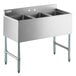 A Steelton stainless steel underbar sink with three compartments.