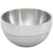 A silver Vollrath stainless steel bowl with a white background.