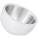 An American Metalcraft stainless steel bowl with an angled double wall.