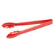 Red Carlisle plastic utility tongs with red handles.
