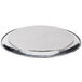 An American Metalcraft stainless steel round tray with a hammered rim.