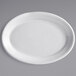 A white oval platter with a curved edge.