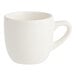 An Acopa ivory stoneware espresso cup with a handle.