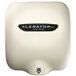 A white Excel XLERATOReco hand dryer with black text.