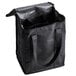 A black Franmara reusable zip top bag with four compartments inside and a handle.