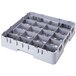 A Cambro soft gray plastic cup rack with 20 compartments.