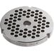 A stainless steel Backyard Pro #32 grinder plate with 1/4" holes.