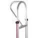 A silver Magliner hand truck with red handles.