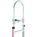 A silver aluminum Magliner hand truck with red handles.