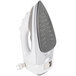 A Conair white cord-keeper steam iron with a black and grey handle.