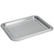 A Focus Hospitality stainless steel rectangular beverage tray with a silver finish.