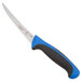 A Mercer Culinary Millennia Colors boning knife with a blue handle.