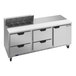A Beverage-Air stainless steel refrigerated sandwich prep table with four drawers.