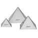 A group of three Ateco stainless steel pyramid molds.