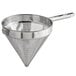 A stainless steel Choice Coarse China Cap Strainer with a handle.