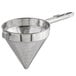 A Choice stainless steel strainer with a handle.