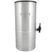 A Bloomfield stainless steel 5 gallon iced tea dispenser with a black lid.