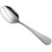 An Acopa Vernon stainless steel demitasse spoon with a silver handle.