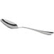 An Acopa Vernon stainless steel dinner/dessert spoon with an oval bowl and a silver handle.