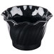 A black plastic Cambro swirl bowl with a wavy edge.