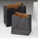 A black American Metalcraft mini snack bag with brown handles and a brown inside.
