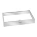 A rectangular silver box with a rectangular acrylic lid with a stainless steel accent.