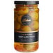 A jar of Belosa Sweet & Spicy Pickle Stuffed Queen Olives with a black label.