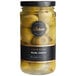 A jar of Belosa Onion Stuffed Queen Olives with a black and yellow label.