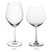 Two Acopa Elevation burgundy wine glasses on a white background.