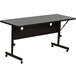 A black rectangular Correll seminar table with wheels and a gray granite top.