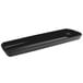 A black rectangular Delfin melamine market tray with a curved edge and a handle.