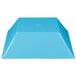 A blue square melamine bowl with a logo on it.